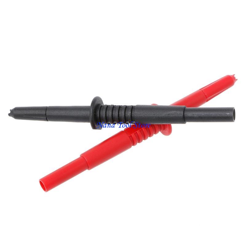 31GJ 2 Pcs /1 Set Copper Rod Multimeter Testing Probe 4mm Socket Type Probe Banana Connector Red/ Black