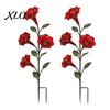 Metal Bird Feeding Station Red Flower Hummingbird Feeder with Ground Stake, Feeder, Outdoor Lawn Ornament Watering for Yard Patio Decoration