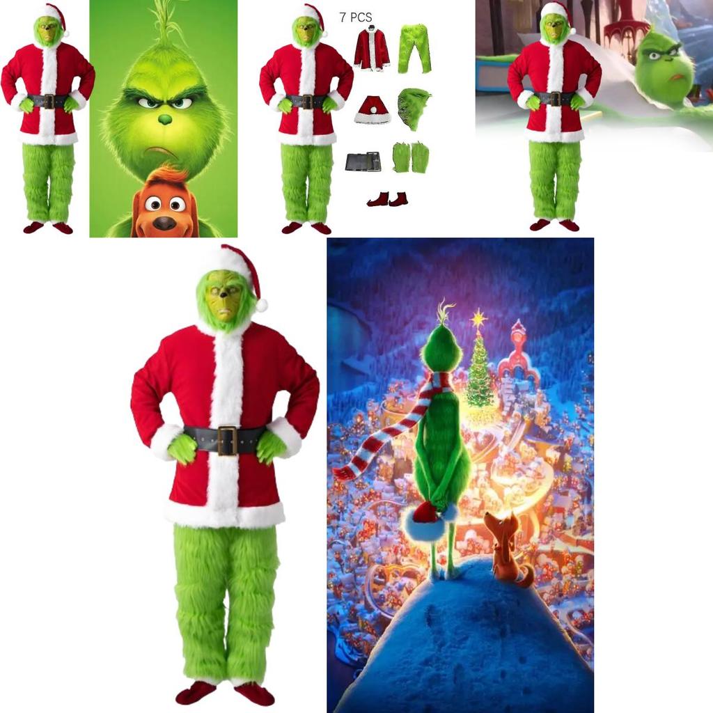 The Grinch Christmas Costume Cosplay Outfit For Adults Holiday Party