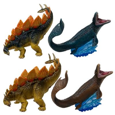 Realistisches und super cooles Miniatur Planet Dinosaurier Infinity 3 Set mit Stegosaurus- und Mosasaurus-Figuren, 4 (Blau/Braun) (Blau/Braun)