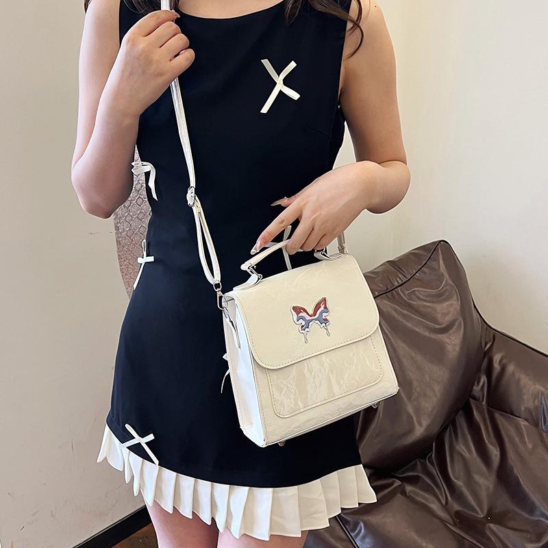 Stylish Butterfly Backpack 2024 New Design Soft Pu Fashionable Shoulder Bag In Black Blue Green Grey Pink White