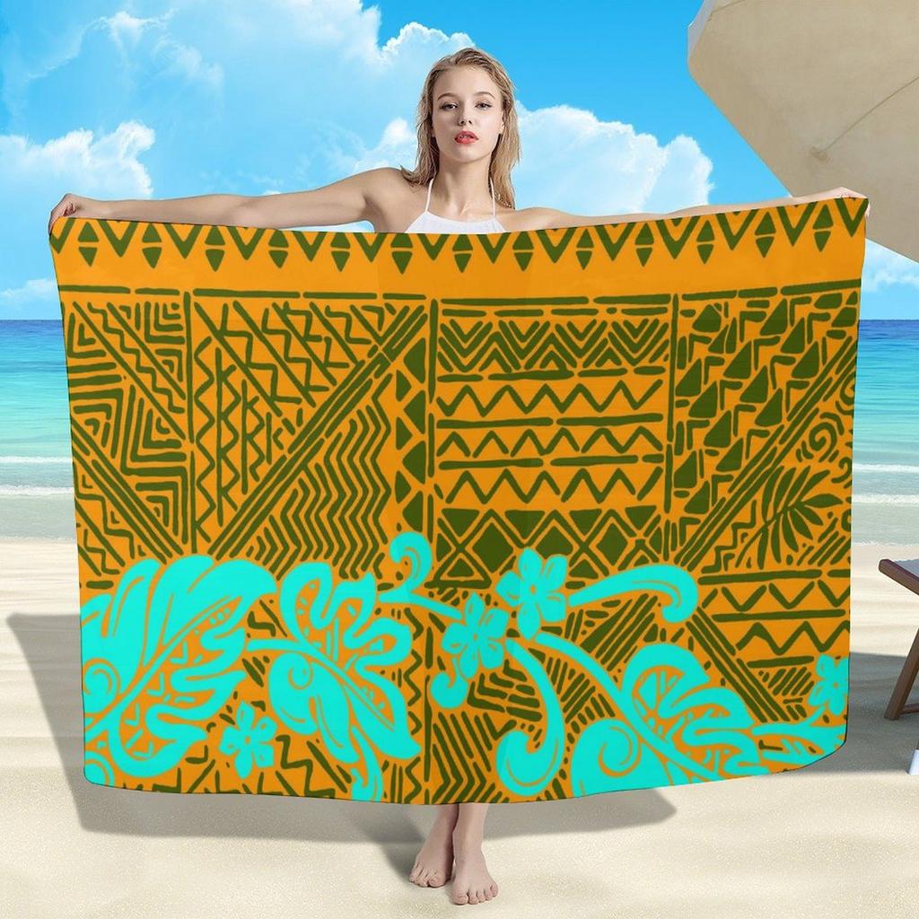 Summer Lightweight Women'S Sarong Shawl Polynesian Customizable Pattern Beach Essential Sun And Windproof Cape