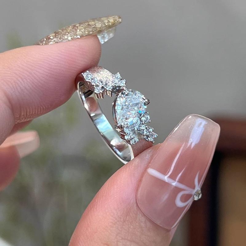 Adorable Korean Fashion Adjustable Copper Ring With Sparkling Starry Zircon Stones For Women