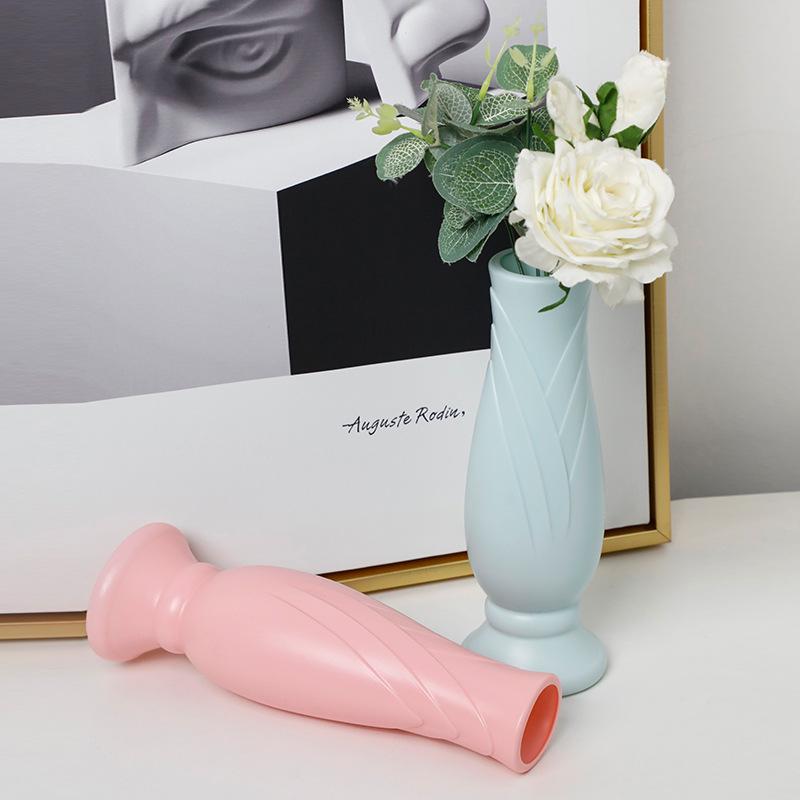 Nordic Style Petal-Shaped Drop-Resistant Plastic Vase - Minimalist Imitation Porcelain Flower Pot for Home Décor
