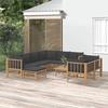VidaXL Garden Lounge Set 10 Pcs with Dark Grey Cushions Bamboo, Lounge Set, Outdoor Lounge Set 3155224