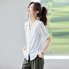 Tenuoman Women's Summer V-Neck Short Sleeve Chiffon Blouse