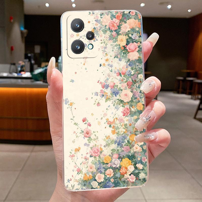 For Realme 9 Pro Plus 5G Case Realme 9 4G Phone Cases Realme Narzo 50 Pro Cover Flower Butterfly Soft Silicone TPU Coque Funda