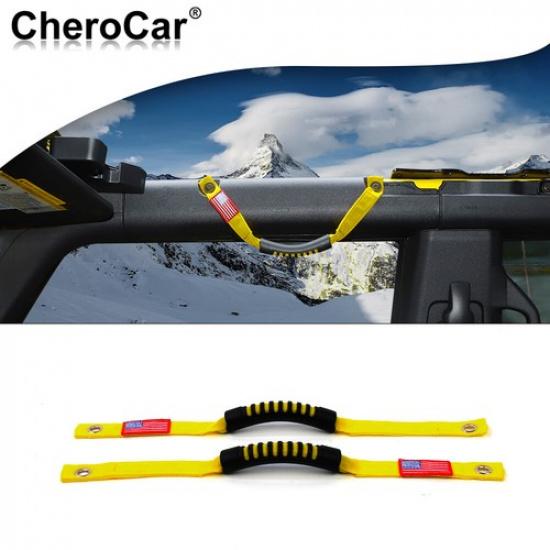 2 Pack Yellow Roll Bar Grab Handles for Ford Bronco Paracord Grip Handle US Plag