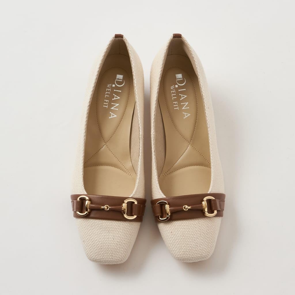 WELLFIT Low Heel Flat Made in 114135100013 [Diana] Shoes, Japan, White, Ivory, 24.5cm,