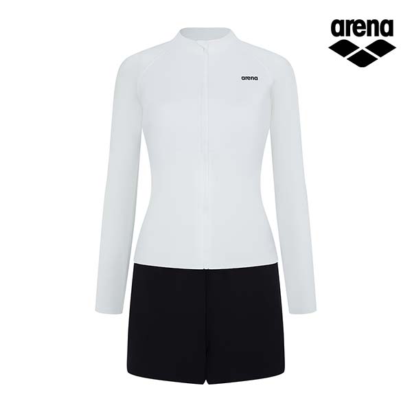 Alena Initial Leisure Zip-Up Rash Guard Set A4Bl1Ps02Wht