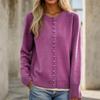 Lightweight Women Cardigan Casual Knitted Sweater Coat Long Sleeve Button Down Crewneck Loose Solid Outerwear
