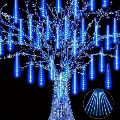 Christmas Lights Outdoor Icicle Lights Snowfall Meteor Shower Rain Light Christmas LED Decoration Falling Drop String Light (Waterproof grade:IP44)