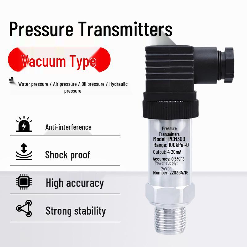 Diffusive Silicon Vacuum Pressure Sensor 4-20mA (-0.1-1MPa): -0.1 to 1 MPa