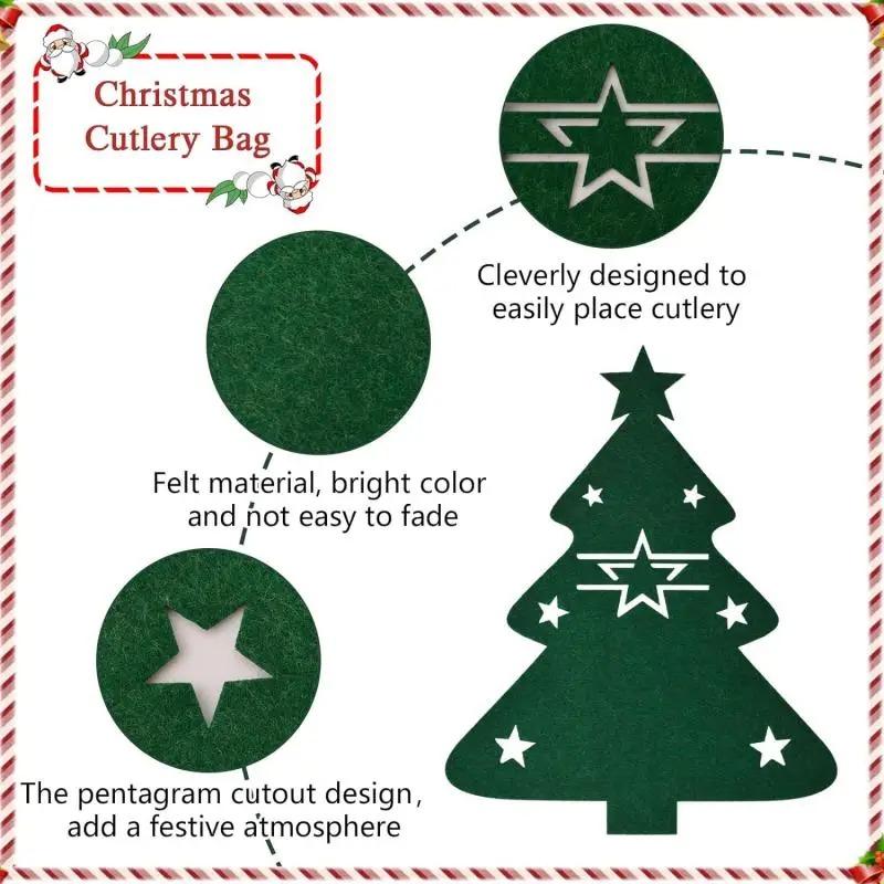 1-10Pcs 2026 New Christmas Tree Cutlery Knife Fork Covers Table Decor Xmas Tableware Pocket Holder Bag New Year Xmas Party Decor Gifts