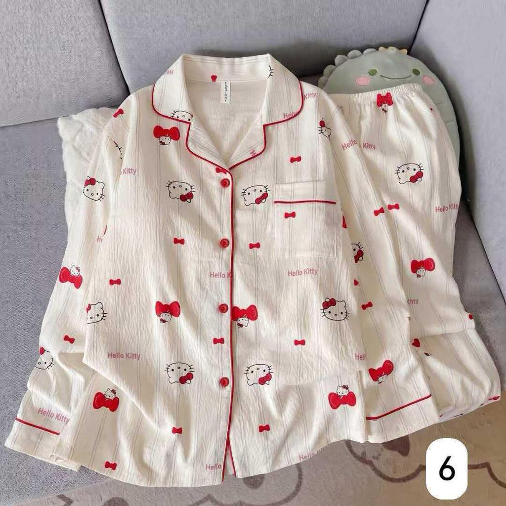 Women's Cloud Cotton Long Sleeve Pajamas - Sweet Cartoon Design for Spring & Autumn, Versatile for Home or Out