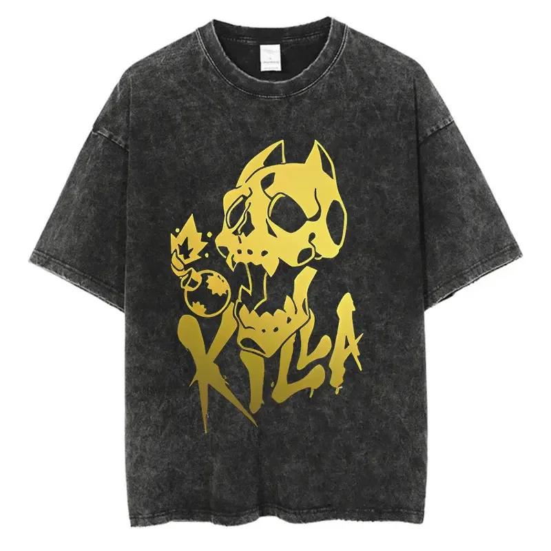 Vintage Washed JoJo Bizarre Adventure Anime Print Arrival Pure  Cotton Clothing Fashion Mens Tshirts