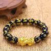 Pixiu Bracelet for Men with Six-character Mantra, Black Agate Imitation Gold Bracelet, Fortune-bringing Jewelry, Birthday Gift for Boyfriend