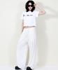 Deumakeu Solid Stripe Wide Pants White