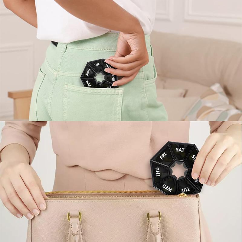 Wöchentlicher Pillen-Organizer, tragbarer Reise-Pillendosenspender, Medikamentenkoffer  (7 Tage) Neue Ausgabe für Vitamine/Fischöl/Pillen/Nahrungsergänzungsmittel