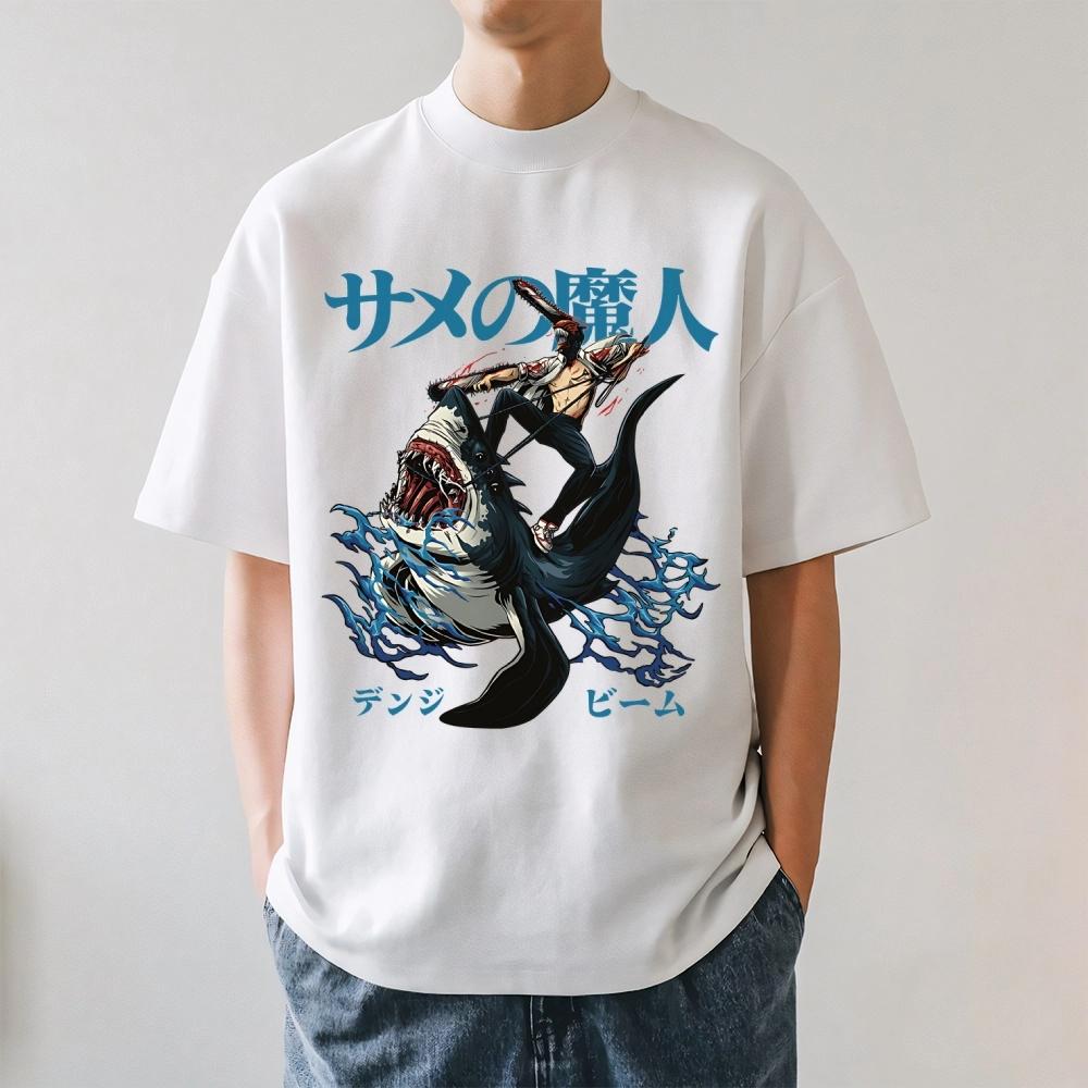 

2026 New Chainsaw Man Denji Power Aki Makima Print T-shirt Short Sleeve T-shirt Men s and Women s T-shirt Men s Tops Harajuku S разноцветный