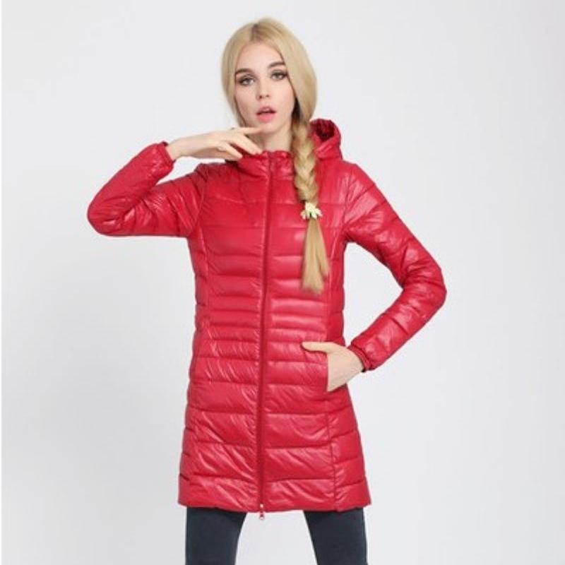 Jachetă de iarnă Parka pentru femei, toamnă, ultra-ușoară, subțire, din bumbac, subțire, lungă, cu glugă, calde, haine pentru femei.