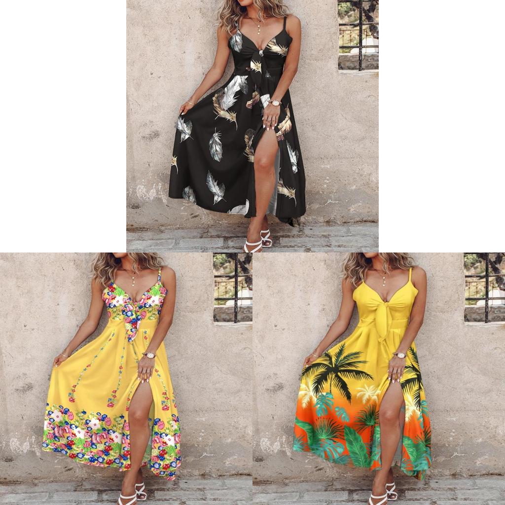 Polyester Floral Slip Dress With Vneck Sleeveless Design For Summer Casual Wear