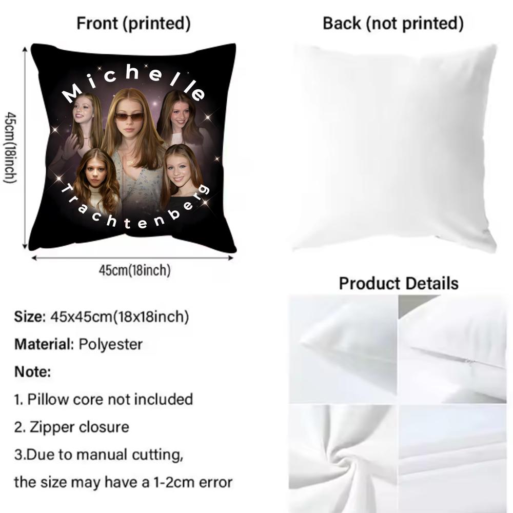 M-Michelle T-Trachtenberg Kuddfodral Vändbart Plyschkuddfodral – För bil, soffa, sovrum, perfekt som present.