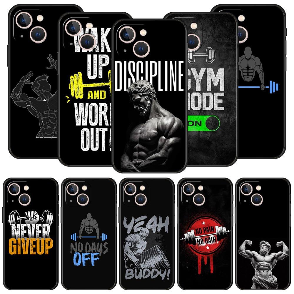 Gym Fitness Bodybuilding Phone Case For iPhone 17 16 15 Pro Max 11 12 13 14 7 8 Plus SE 2020 X XR XS Cover Soft Black