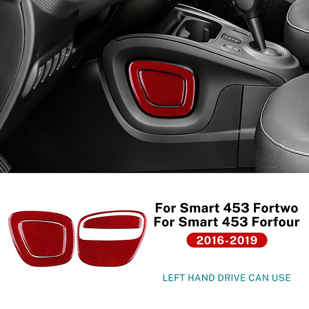 Real Soft Carbon Fiber Stickers For Mercedes Benz Smart 453 Fortwo/Forfour 2016 2017 2018 2019 Sides Car Gear Shift Panel Frame