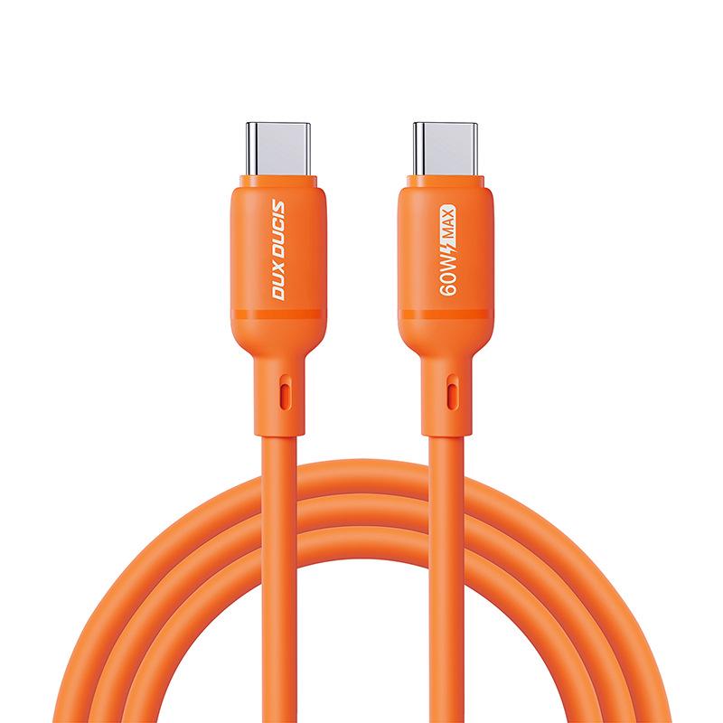 Silicone Dual Type-C PD60W Flash Charge Cable for iPad & Apple Laptop, 27W Fast Charging