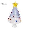 Decorative Glass Tree with Star Glazed Christmas Figurine, Colorful Miniature Xmas Decor, Handcrafted Decoration Table Centerpiece for Home