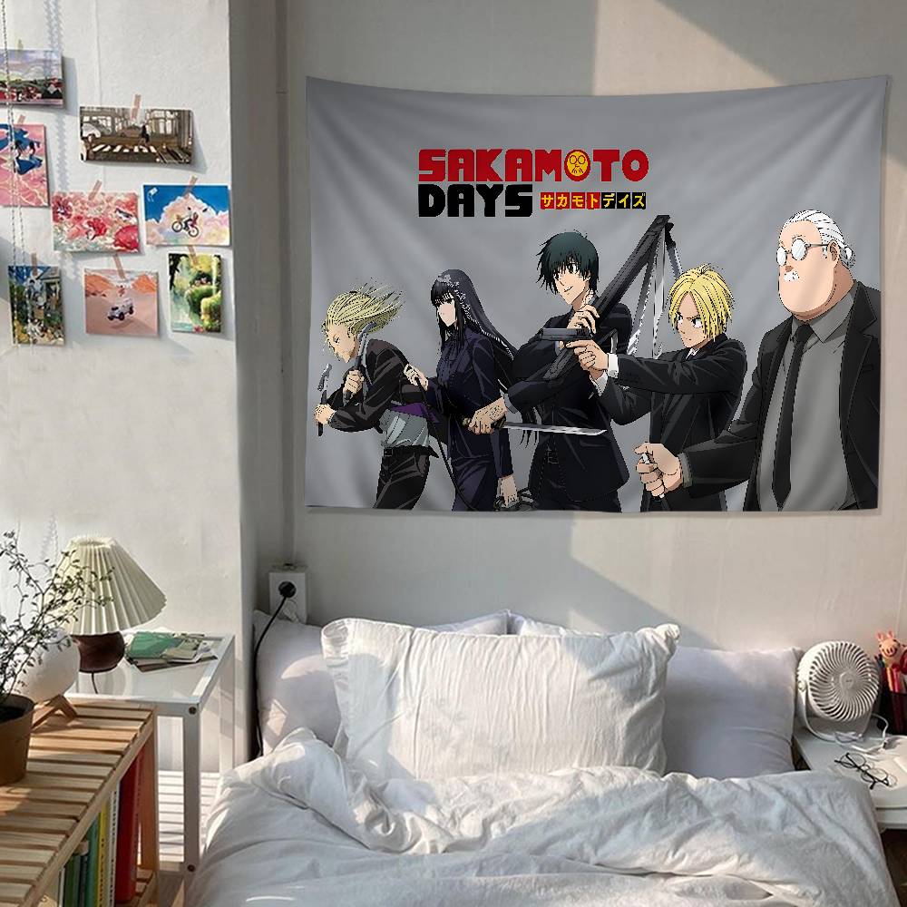 SSakamoto Days Anime Printed Large Wall Tapestry Indian Buddha Wall Decoration Witchcraft Bohemian Hippie Decor Blanket