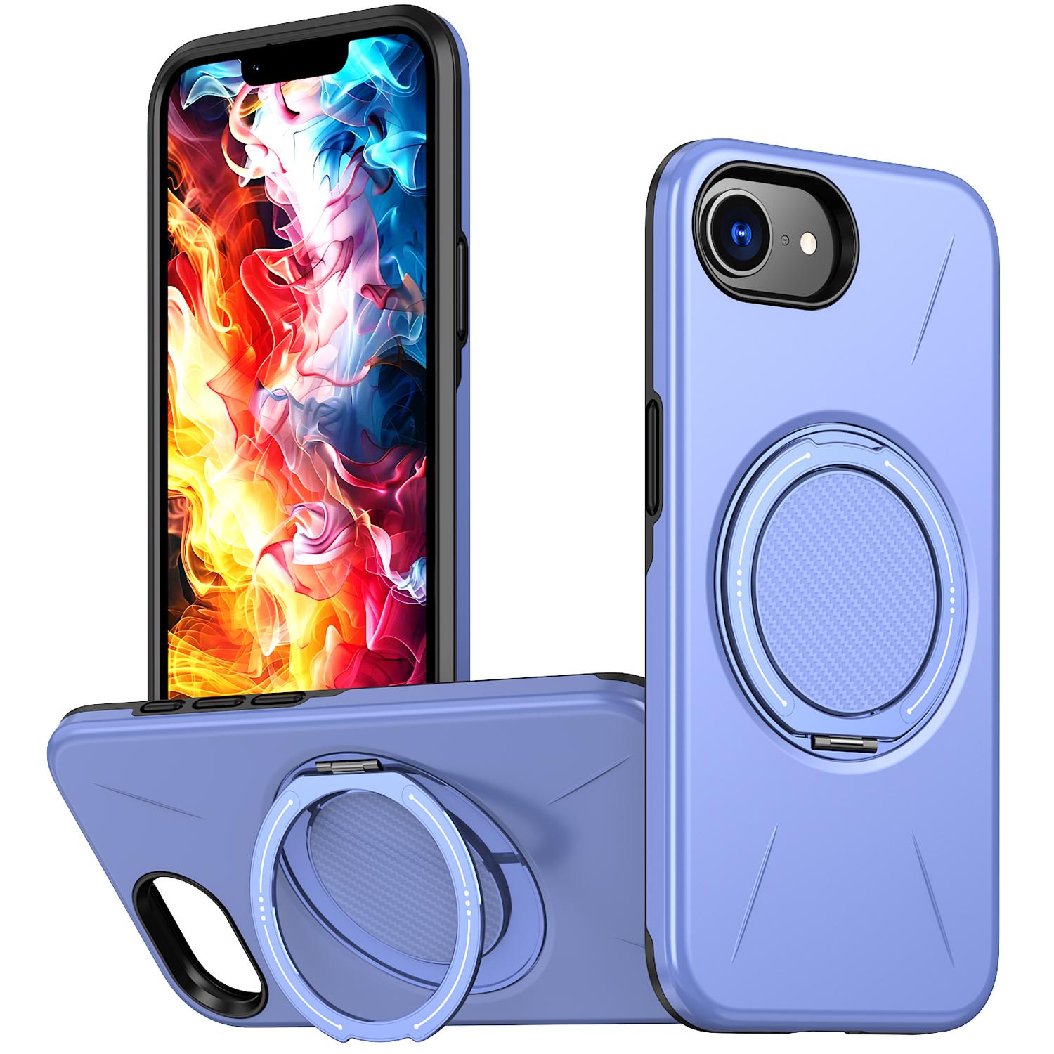 For iPhone 16e Magnetic Case Rotating Kickstand TPU + PC Phone Cover B