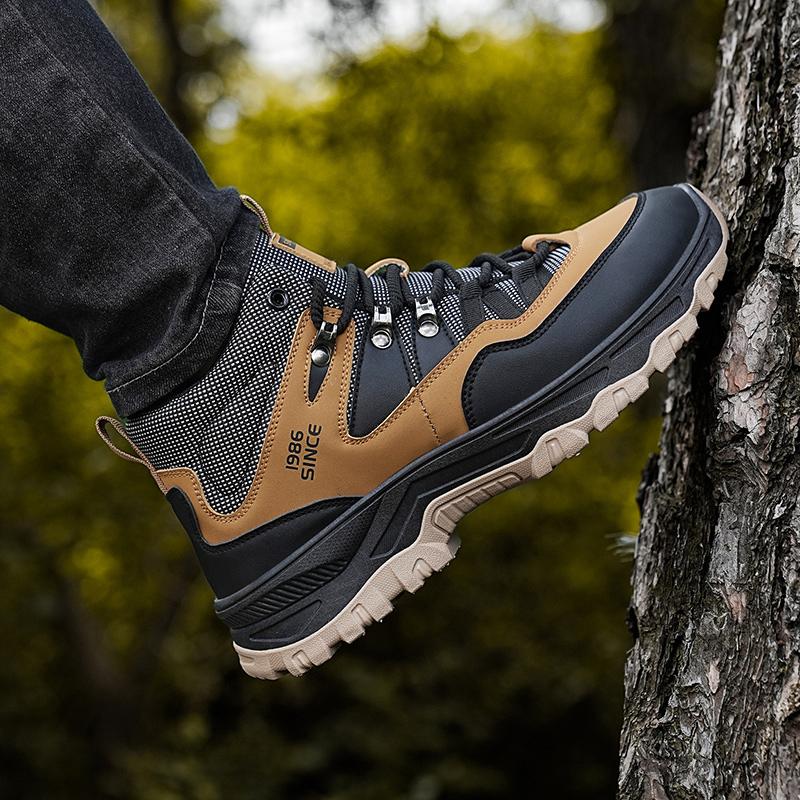 Men's boots four seasons new soft-sole anti-slip comfort casual boots fashion youth outdoor work boots breathable high-top boots