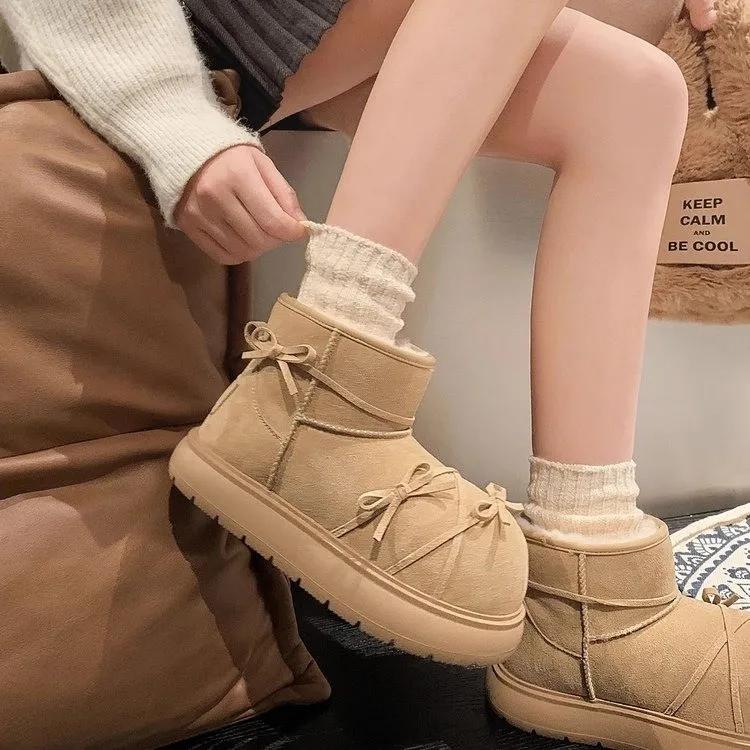Fashion Classic Thick Fluffy Women's Snow Boots Comfortable Warm Ankle Boots Women's 2024 New Winter Women's Plush Casual Shoes