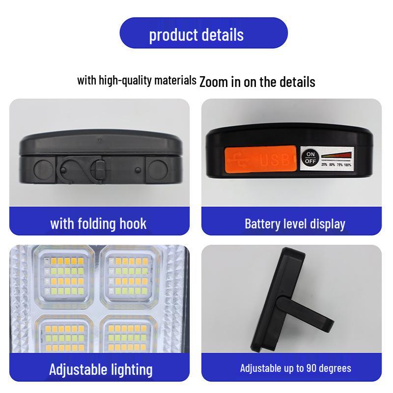 Mini USB Rechargeable LED Solar Floodlight for Outdoor/Indoor Camping & Emergency Lighting