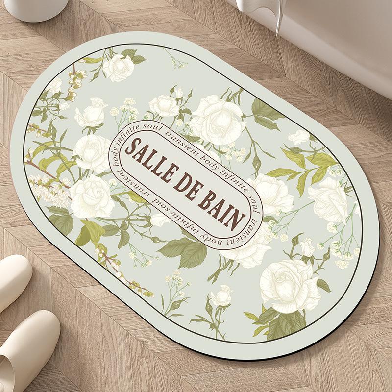 American Floral Diatomaceous Earth Bath Mat - Dirt-Resistant, Easy-Clean, Water-Absorbent, Fast-Drying.