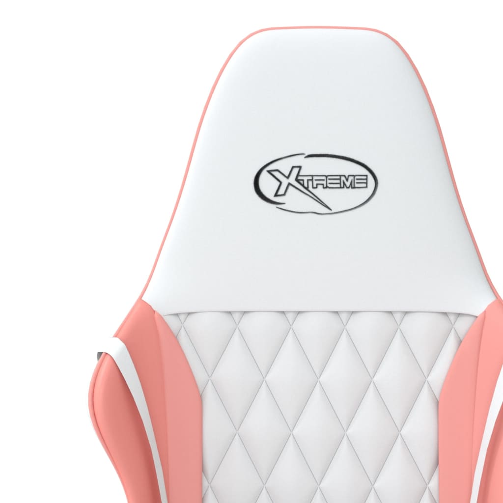 Gaming Chair In White and Pink Synthetic Leather