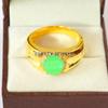 Jade Oval geschliffen Mit 925er Sterlingsilber Vergoldeter Ring Für Herren #B139 JL375671575121