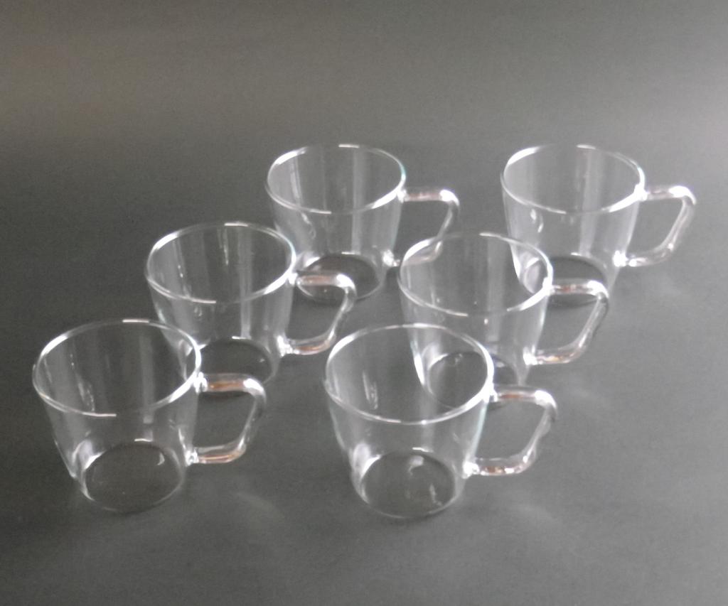 Czech-made heat-resistant glass SIMAX Luna teacups, set of 6, dishwasher safe
