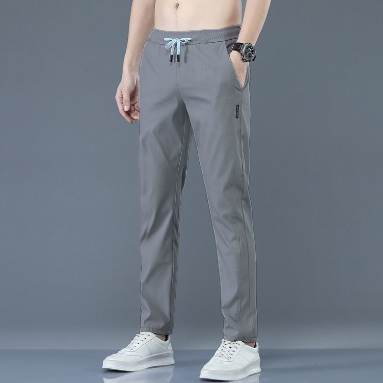 Summer Ice Silk Quick Dry Sweatpant Men's Joggers Pants Oversize Straight Pants Pocket Tracksuit Trousers Fitness Training Pants