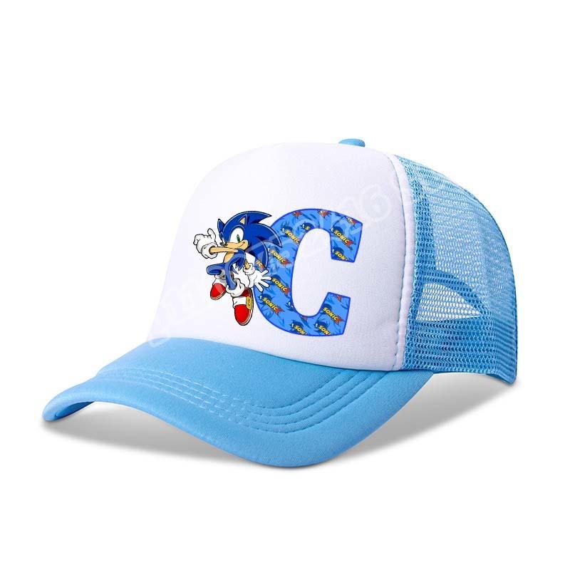 Child Baseball Caps Sonics Anime Letter A-Z Print Sun Hats Boys Girls Summer Casual Hat Child Adult Adjustable Peaked Cap Gifts