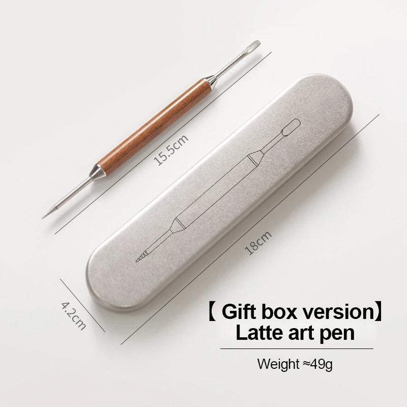 Stainless Steel Coffee Decorating Art Pen Wooden Handle Latte Pull Flower Needle Barista Tool Coffee Accessories Modeling Tool