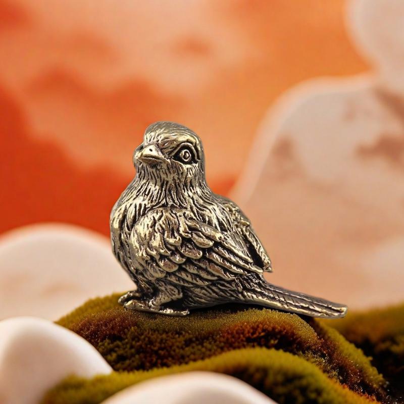 Small Sparrow Statue Metal Brass Tea Pet Table Ornament Home Decoration Accessories Retro Bird Animal Figurines Miniatures Craft
