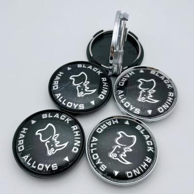 4 pièces 63mm 58mm Logo Black Rhino Emblème Badge Cache-moyeu de roue de voiture Cache-moyeu Jantes Cache-poussière de centre M592 Accessoires de voiture