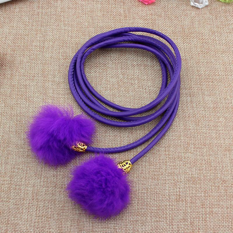 

Женский тонкий ремень декоративная поясная цепочка осень и зима плетеный шарик поясная веревка ремешок женский фиолетовый