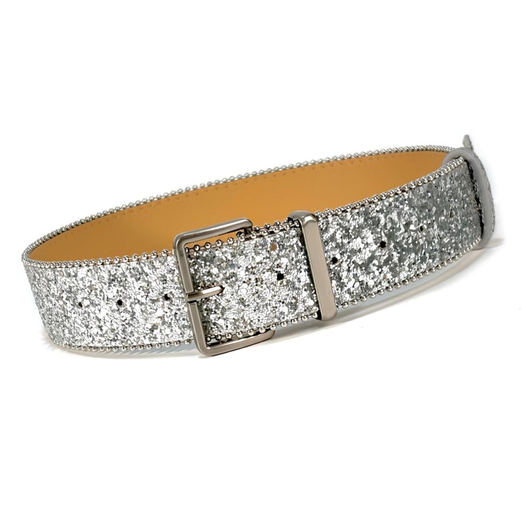Shimmering Sequins Pin Buckle Belt for Adult Teens Blingbling Powder Waist Belt Fashion Waiststrap for Dresses Sweaters