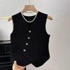 Women'S Winter Sleeveless Top Single Breasted French V-Neck Cardigan Vest