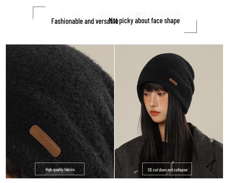Korean Style Women's Warm Slouchy Beanie: Windproof Ear Protection for Autumn/Winter, Maternity-Friendly