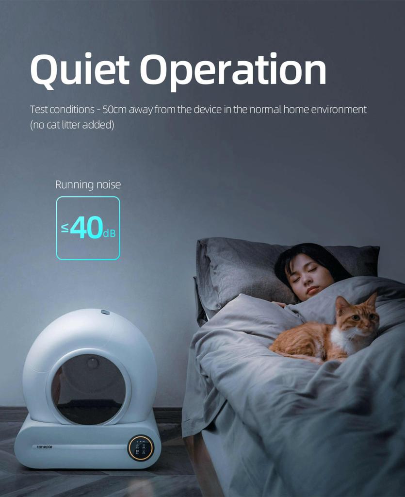 Tonepee 65L automatisk intelligent kattlåda, självrengörande helt sluten kattlåda, hushålls husdjurskattlåda